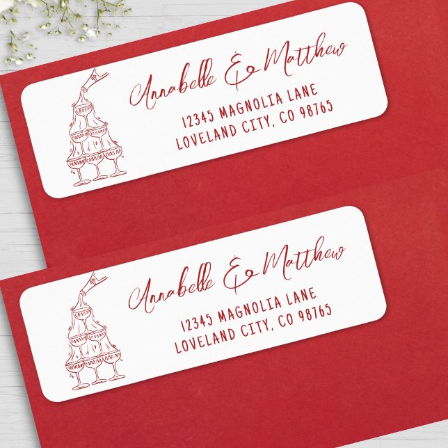 Hand Drawn Red Wedding Return Address (Hand Drawn Red Wedding Return Address label)