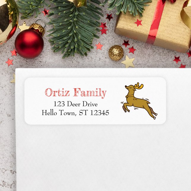 Hand-drawn Reindeer, Christmas (Reindeer Address Label for Christmas Cards)