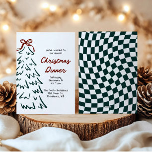 Hand Drawn Retro Christmas Holiday Party Invite