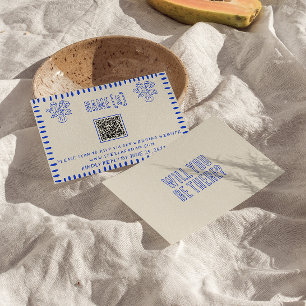 Hand Drawn Retro Quirky Scribble QR Code Wedding  RSVP Card