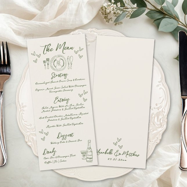 Hand Drawn Retro Wedding Menu (Hand Drawn Retro Wedding Menu)