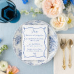 Hand Drawn Ribbon & Bow French Blue Wedding Menu<br><div class="desc">Hand Drawn Ribbon & Bow French Blue Wedding Menu with handwritten style font.</div>