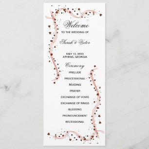 Hand Drawn ribbon flower double side program card 
