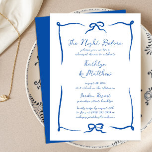 Hand Drawn Ribbon French Blue The Night Before Invitation