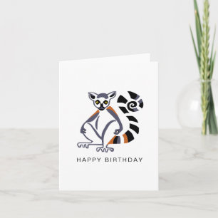 Hand drawn-Ring-tailed LEMUR - Wildlife - Wild ani Card