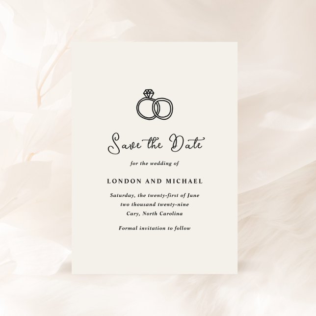 Hand Drawn Rings Doodle Modern Wedding Save The Date (Creator Uploaded)