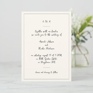 Hand Drawn Rings Monogram Handwriting Wedding Invitation