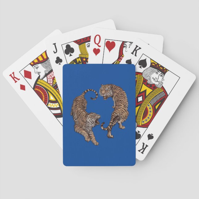 Hand drawn roaring yin yang tigers  playing cards (Back)