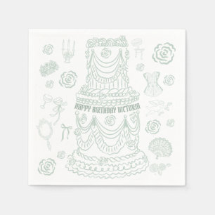 Hand Drawn Rococo Soft Renaissance Coquette Party Napkin