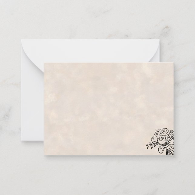  Hand Drawn Rose Bouquet Blank Note Card  (Front)