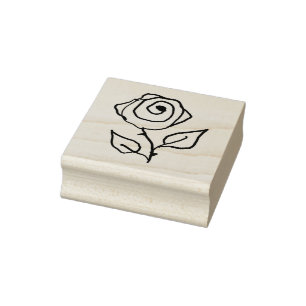 Hand-Drawn Rose Romantic Round Return Address Rubber Stamp