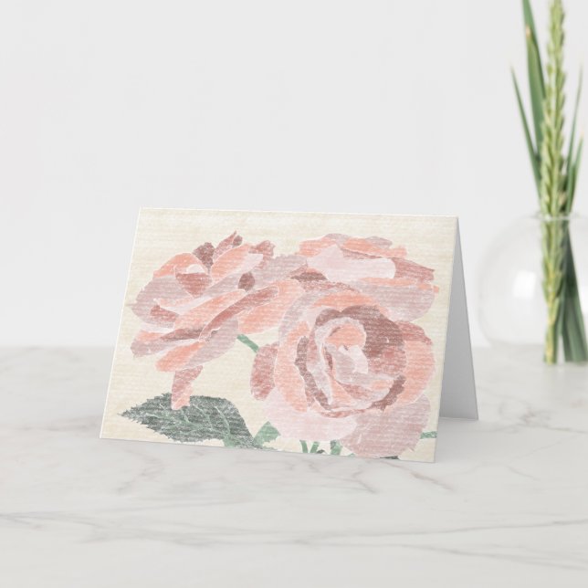 Hand Drawn Roses Blank Greeting Card (Front)