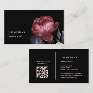 Hand Drawn Roses Flower Black Business Card
