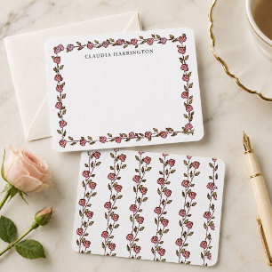 Hand-Drawn Roses Personalized Floral Botanical Card