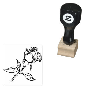 hand drawn roses rubber stamp