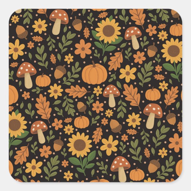 Hand Drawn Rustic Fall Pattern Sticker (Front)