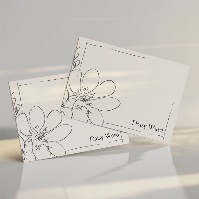Hand-Drawn Rustic Wildflower Personalized Cream Note Card (Creator Uploaded)