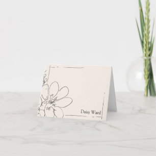 Hand-Drawn Rustic Wildflower Personalized Cream Note Card