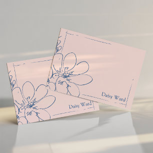 Hand-Drawn Rustic Wildflower Personalized Pink Note Card