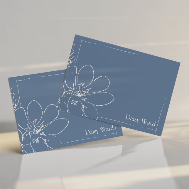 Hand-Drawn Rustic Wildflower Personalized Sky Blue Note Card (Creator Uploaded)
