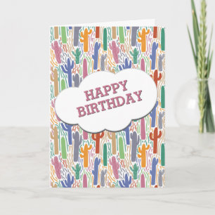 Hand Drawn Saguaro Cactus Funny Birthday Card