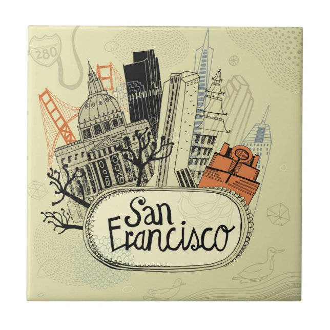 Hand Drawn San Francisco Tile (Front)