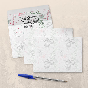 Hand Drawn Santa Claus Christmas Pattern Envelope