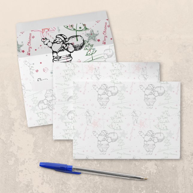 Hand Drawn Santa Claus Christmas Pattern Envelope (Creator Uploaded)