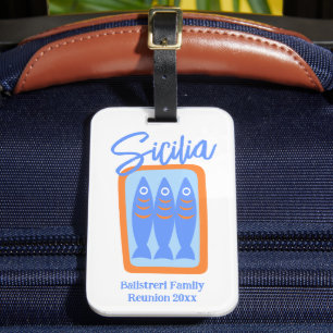 Hand-drawn Sardines Sicily / Italy Family Reunion Luggage Tag
