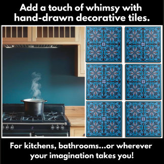 Hand Drawn Scandi Floral Pattern Tile