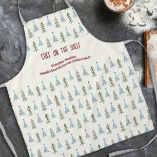 Hand-drawn Scandinavian Christmas trees Apron