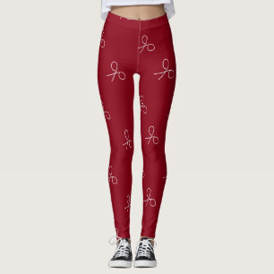 Hand drawn scissors on maroon red leggings