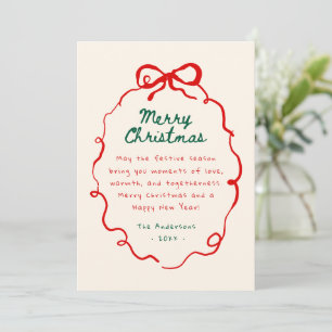 Hand Drawn Scribble Bow Frame Christmas Photo  Holiday Card