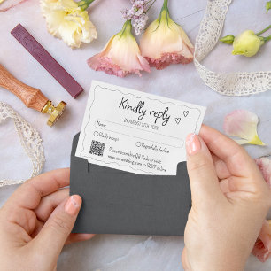 Hand Drawn Scribble Doodle Wedding RSVP Card