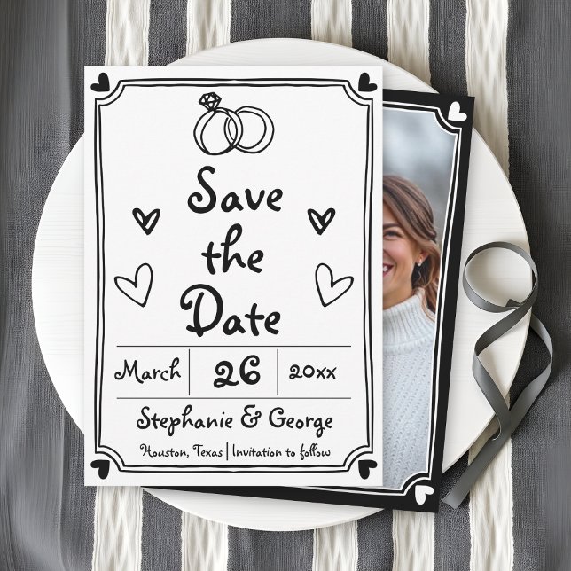  Hand drawn scribble doodle whimsical French Save The Date (Creator Uploaded)