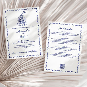 Hand Drawn Scribble Doodles All-In-One Wedding Invitation