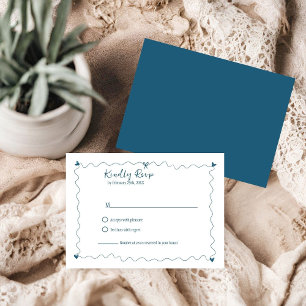 Hand drawn Scribble illustrations Wedding RSVP Card