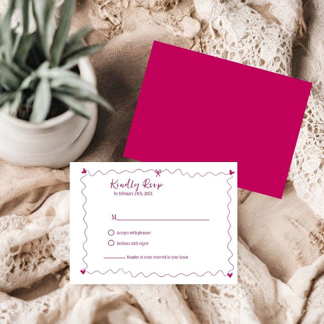 Hand drawn Scribble illustrations Wedding RSVP Card (Creator Uploaded)