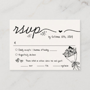 Hand Drawn Scribble Quirky RSVP Wedding  Enclosure Card