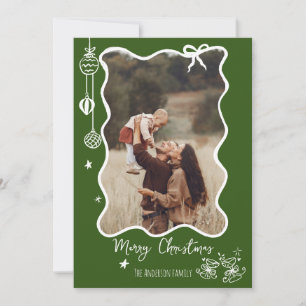 Hand Drawn Scribble Retro Christmas Photo Holiday Card