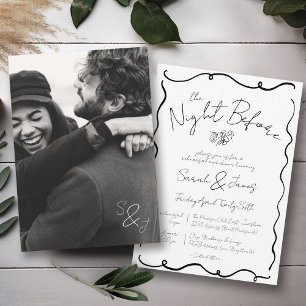 Hand Drawn Scribble Simple Photo Wedding Rehearsal Invitation