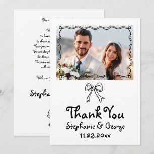 Hand drawn scribble squiggle whimiscal wedding Thank You Card