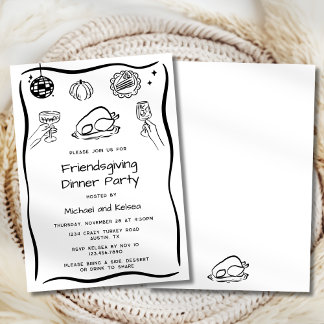 Hand Drawn Scribble Thanksgiving Dinner Invitation