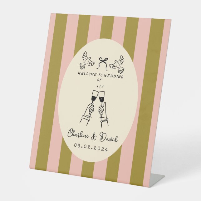 Hand Drawn Scribble Wedding Welcome Sign (Front)