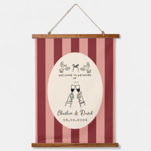 Hand Drawn Scribble Wedding Welcome Sign Hanging Tapestry
