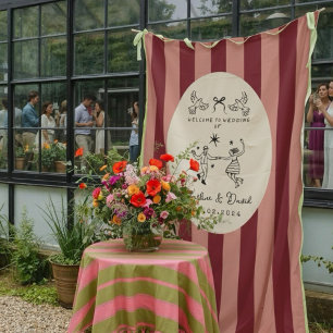 Hand Drawn Scribble Wedding Welcome Sign Tapestry