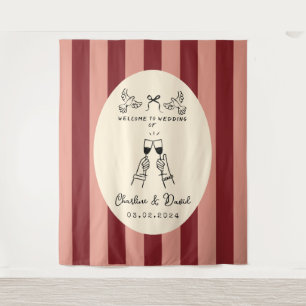 Hand Drawn Scribble Wedding Welcome Sign Tapestry