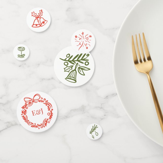 Hand-Drawn Scribbled Playful Doodles Holiday Confetti (Group)