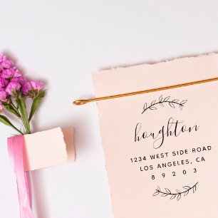 Hand-drawn Script Family Name Return Address Self-inking Stamp