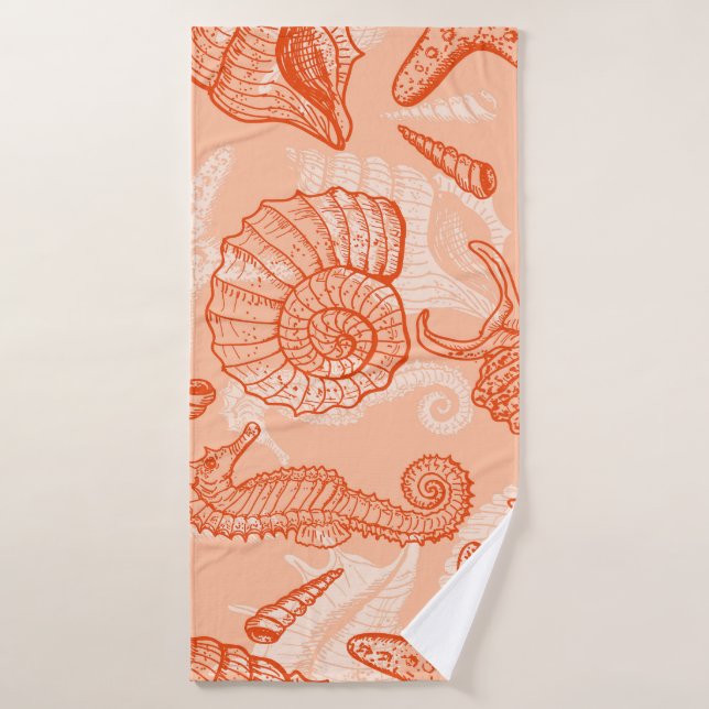 Hand Drawn Sea: Vintage Pattern Bath Towel (Bath Towel)